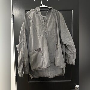 Free People Charcoal Button-Up Cargo Pullover